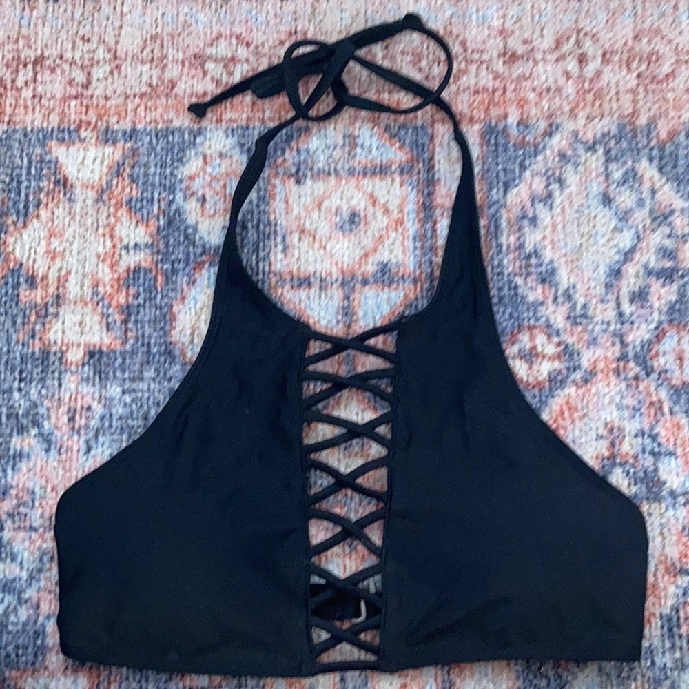 black Hollister halter bikini top